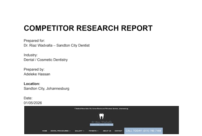 create a competitor analysis and market positioning report